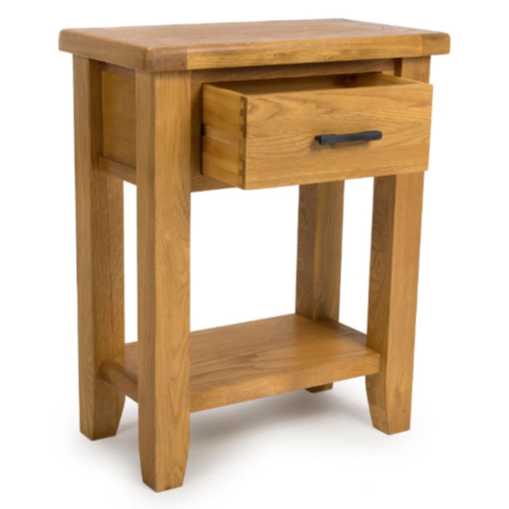 Hewitt Wooden Console Table With 1 Drawer In Rustic Oak