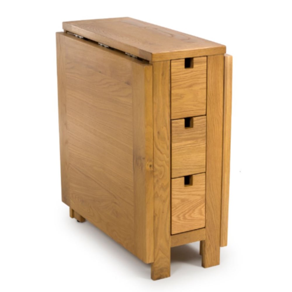 Hewitt Wooden Foldable Extending Dining Table In Rustic Oak
