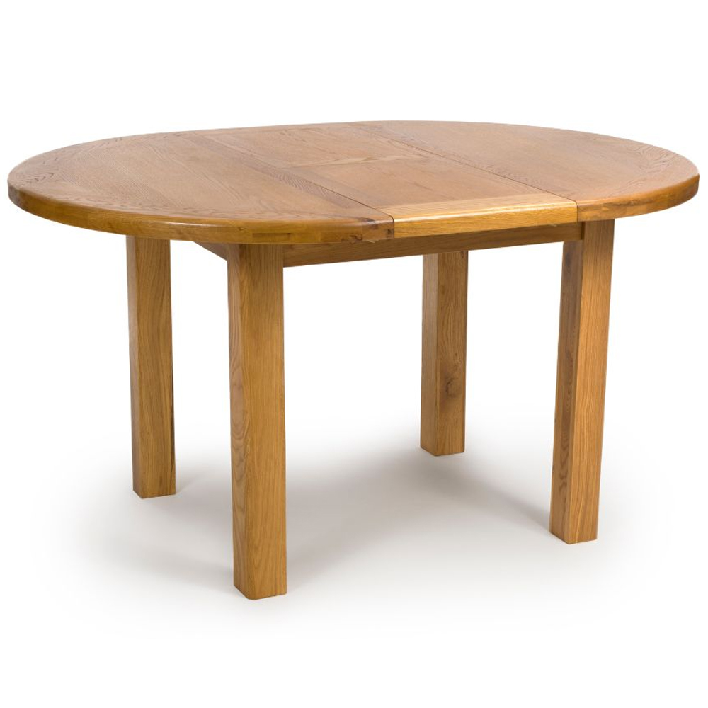 Hewitt Wooden Round Extending Dining Set With 4 Chairs In Rustic Oak