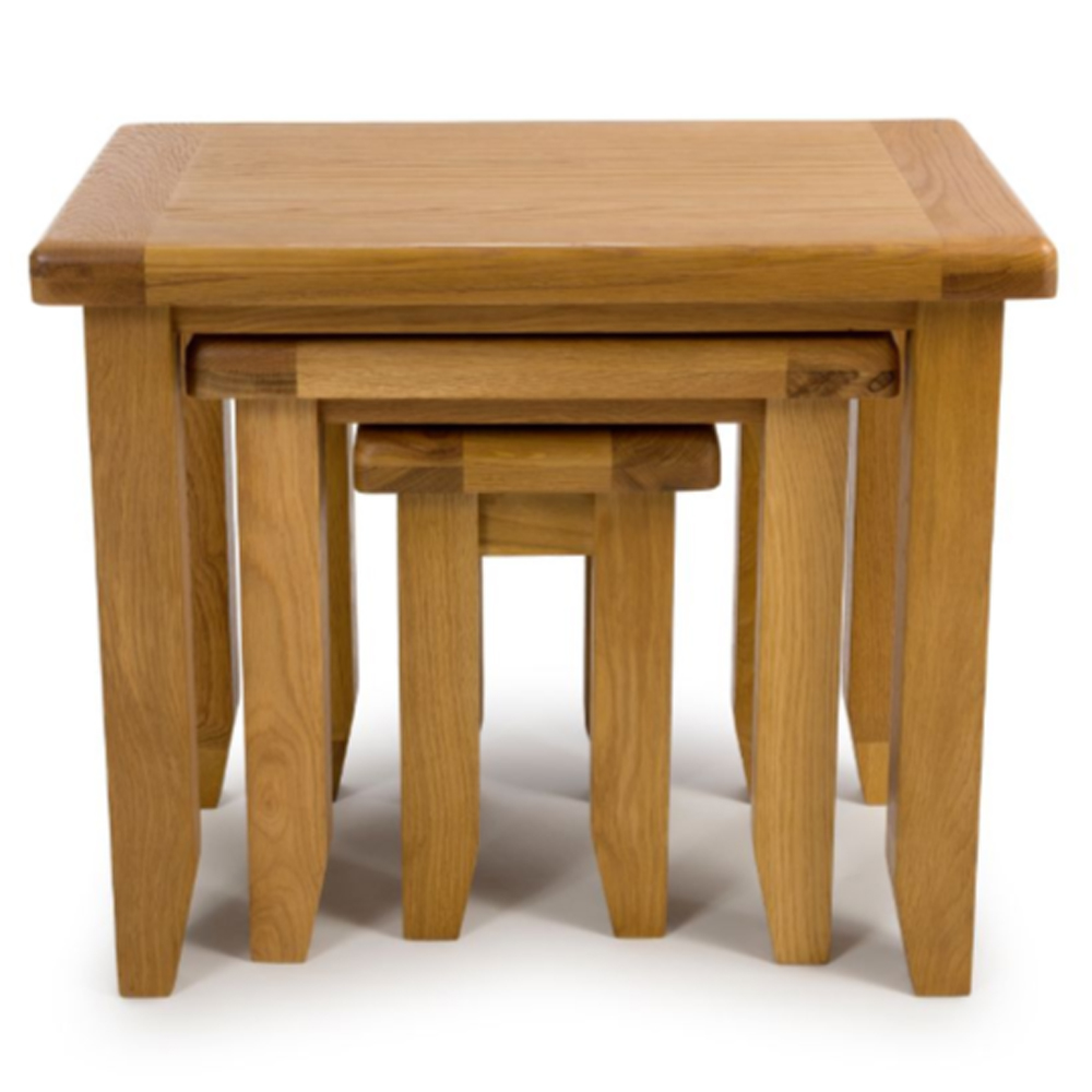 Hewitt Wooden Set Of 3 Nesting Tables In Rustic Oak