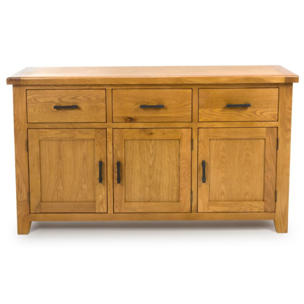 Hewitt Wooden Sideboard With 3 Doors 3 Drawers In Rustic Oak