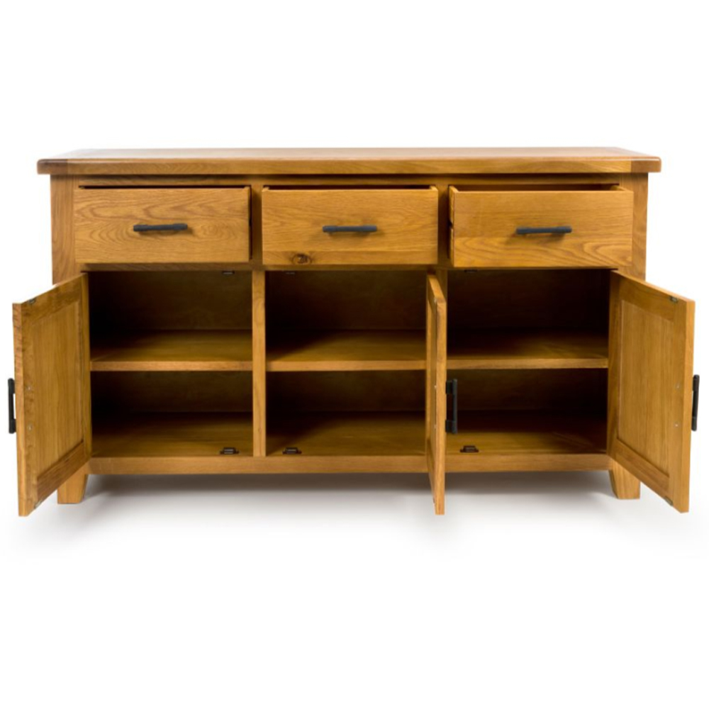 Hewitt Wooden Sideboard With 3 Doors 3 Drawers In Rustic Oak