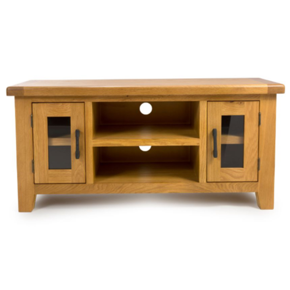 Hewitt Wooden TV Stand With 2 Doors In Rustic Oak