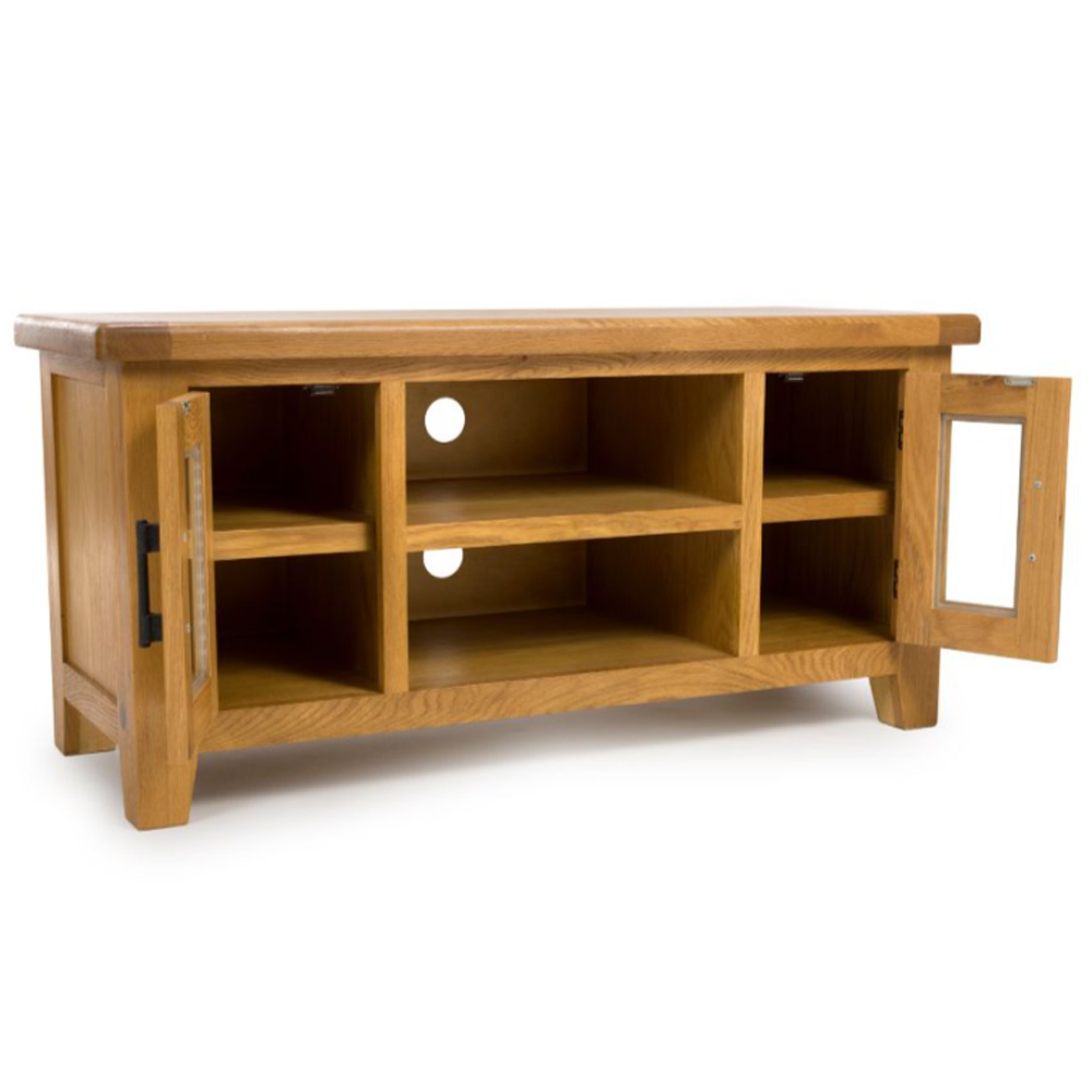 Hewitt Wooden TV Stand With 2 Doors In Rustic Oak
