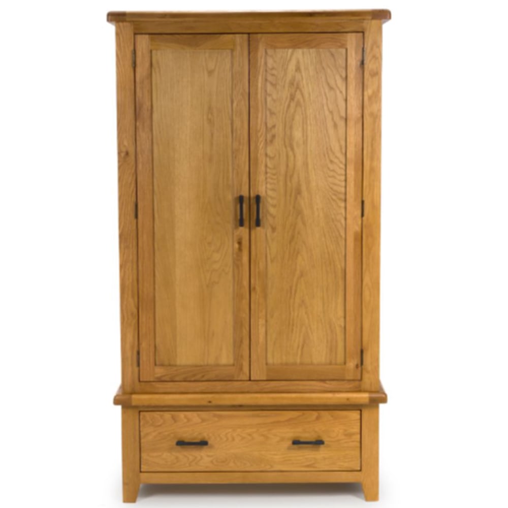 Hewitt Wooden Wardrobe With 2 Doors 1 Drawer In Rustic Oak