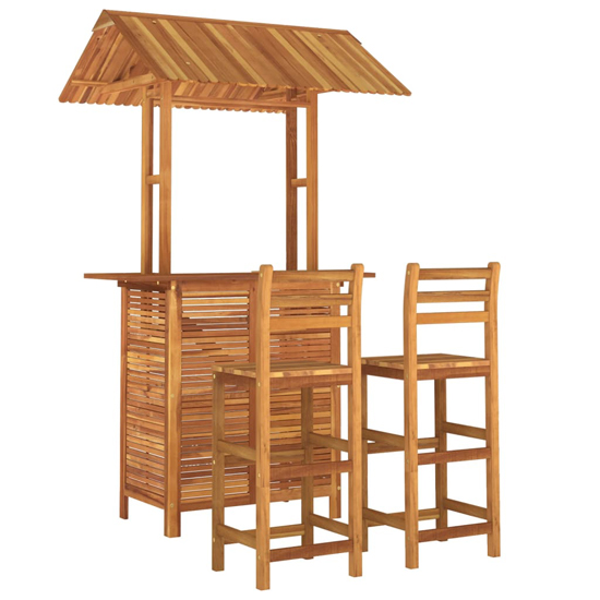 Hexa Solid Wood Garden Bar Table And Bar Chairs With Backrest