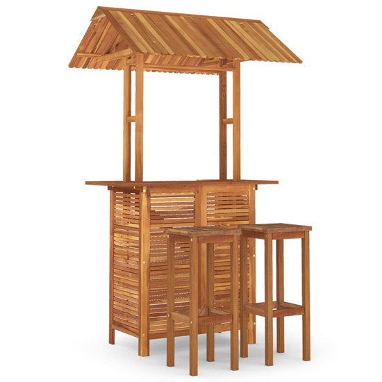 Hexa Solid Wood Garden Bar Table And Bar Stools With Square Seat