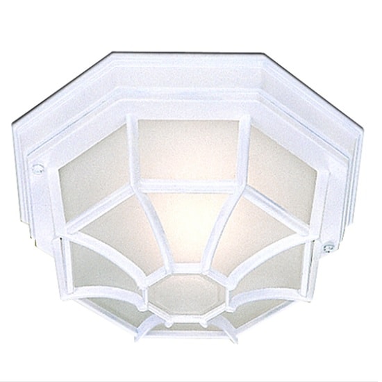 Product photograph of Hexagonal Flush Outdoor Light In White With Sanded Glass from Furniture in Fashion