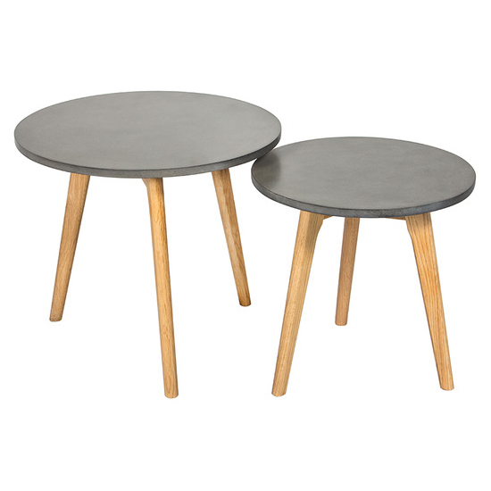 Read more about Hexane wooden nest of 2 tables in concrete effect