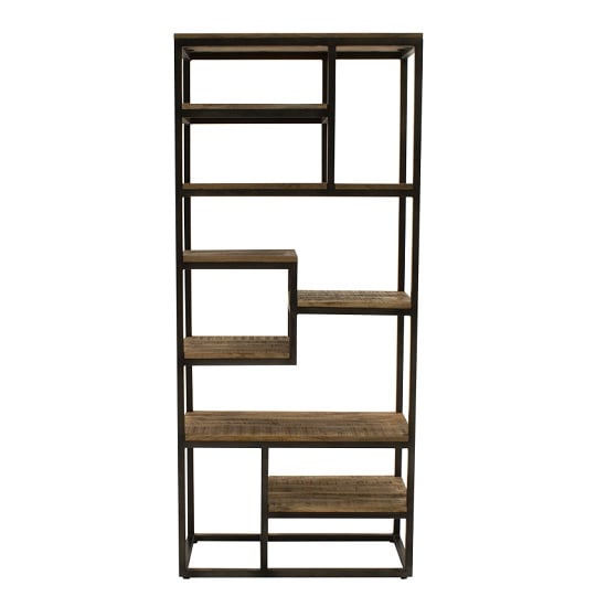 View Hexham tall sim wooden bookcase with black metal frame