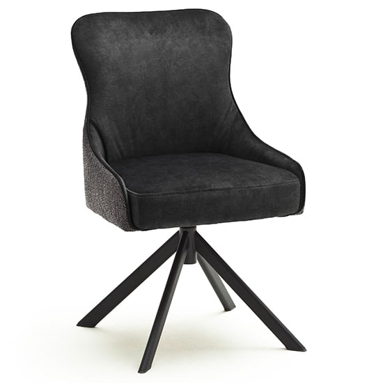 Hexo Fabric Dining Chair In Anthracite And Black Oval Frame