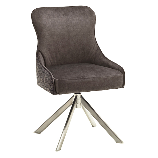 Hexo Fabric Dining Chair In Cappuccino And Brushed Oval Frame