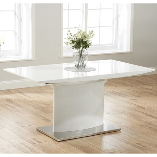 Heydan Rectangular Extending High Gloss Dining Table In White_3