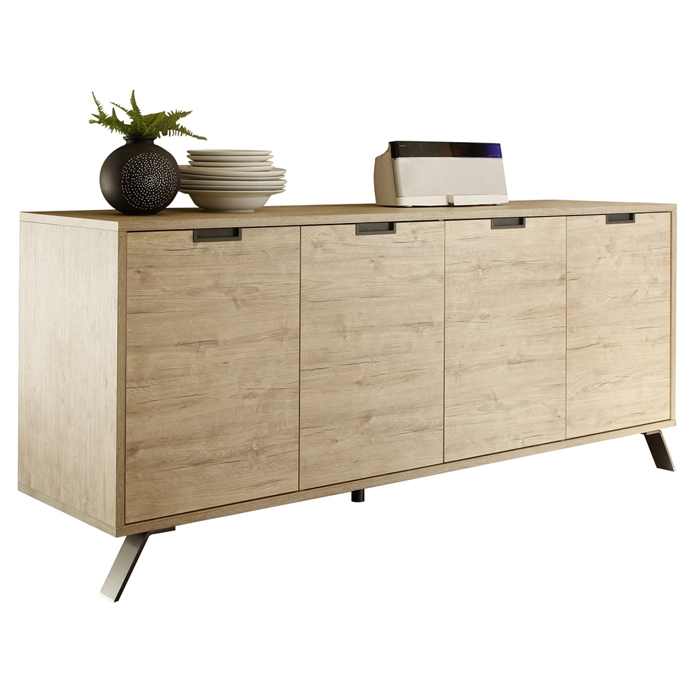 Heyford Wooden Sideboard With 4 Doors In Sherwood Oak