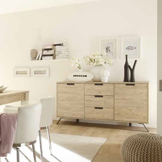 Photo of Heyford sideboard in sherwood oak with 2 doors and 3 drawers