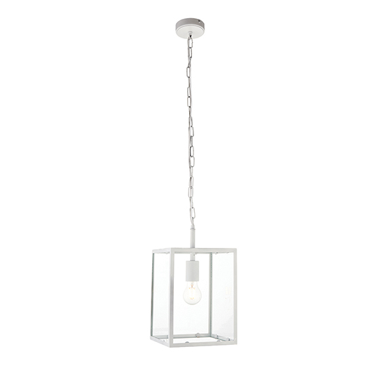 Product photograph of Heze Clear Glass Ceiling Pendant Light In Chalk White from Furniture in Fashion