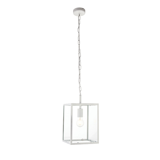 Heze Clear Glass Ceiling Pendant Light In Chalk White thumbnail