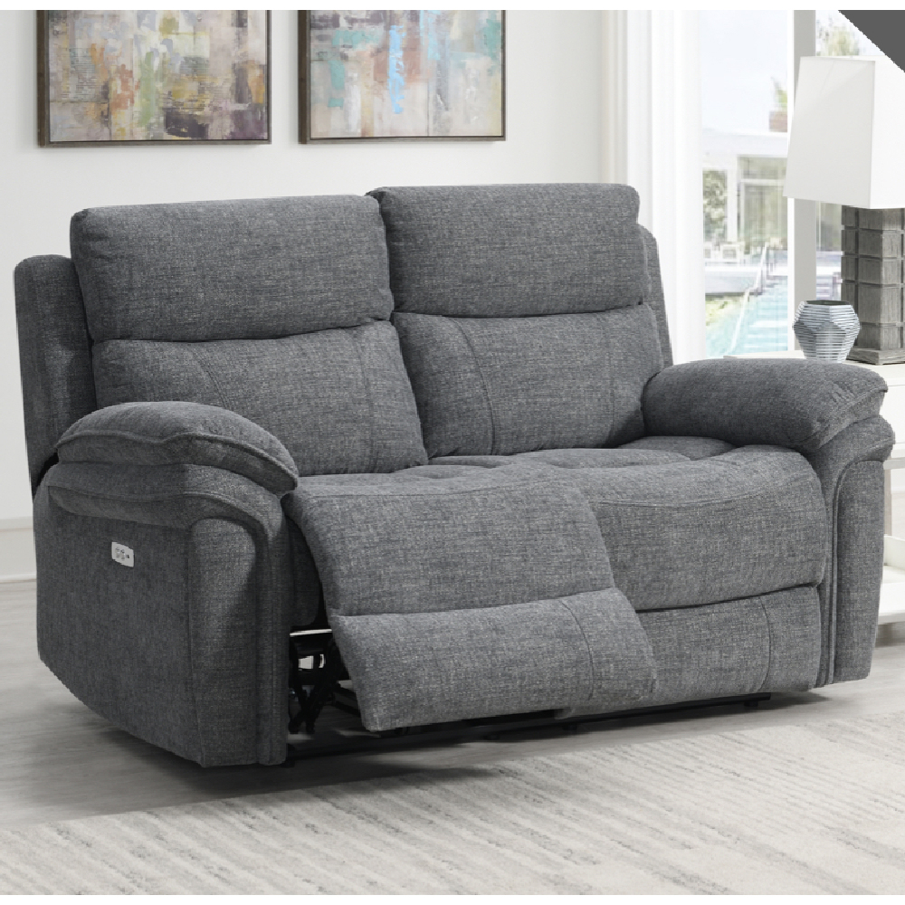 Hialeah Fabric Electric Recliner 3+2 Seater Sofa Set In Dark Grey