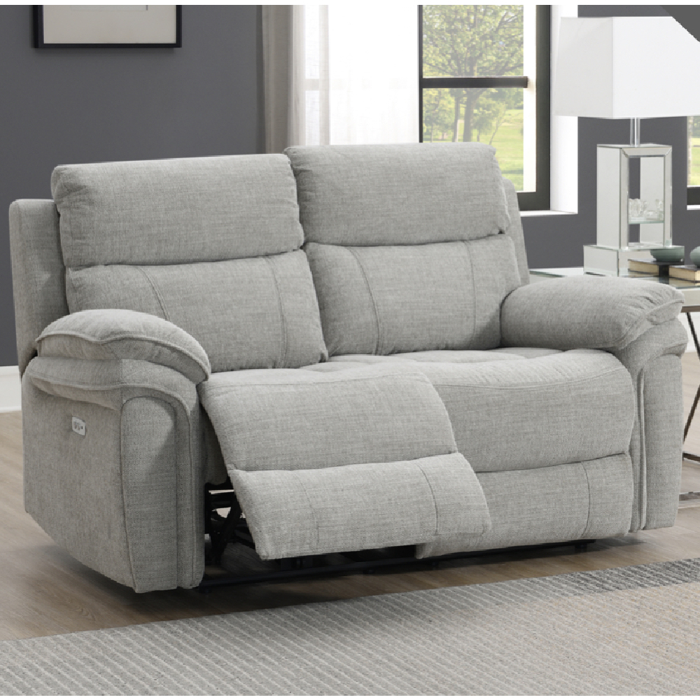 Hialeah Fabric Electric Recliner 3+2 Seater Sofa Set In Light Grey