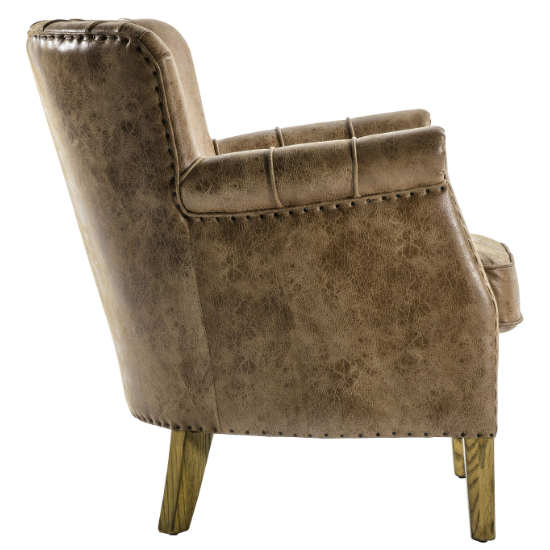 Hickok Leather Armchair With Oak Legs In Brown