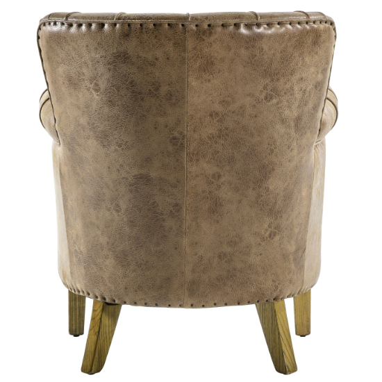 Hickok Leather Armchair With Oak Legs In Brown