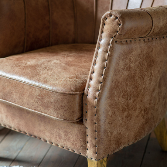 Hickok Leather Armchair With Oak Legs In Brown