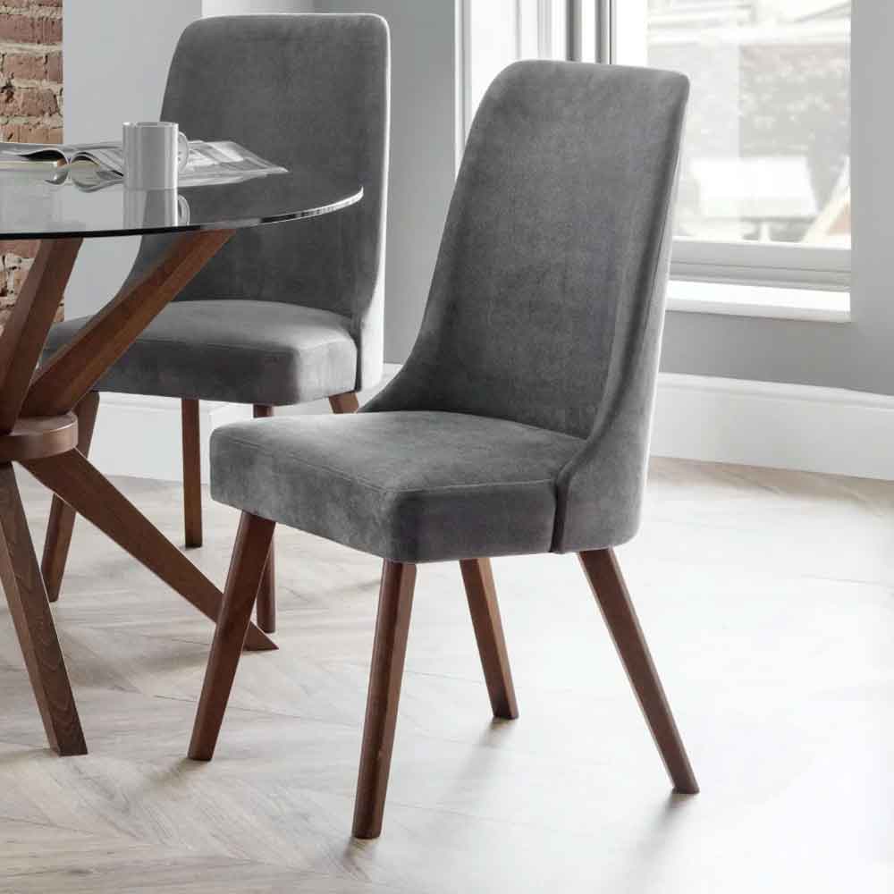 Hidalgo Dusk Grey Fabric Dining Chairs in Pair
