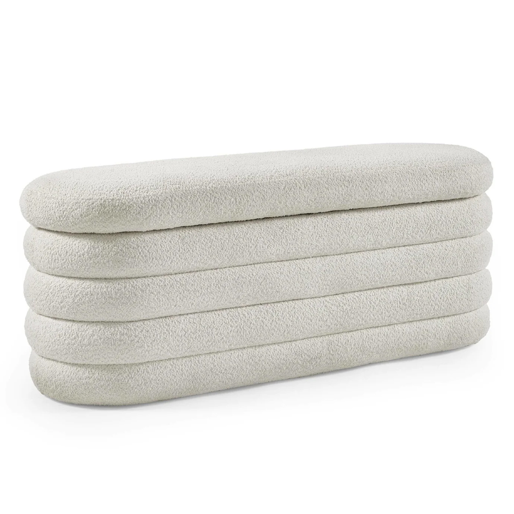 Hidalgo Fabric Storage Ottoman in Beige