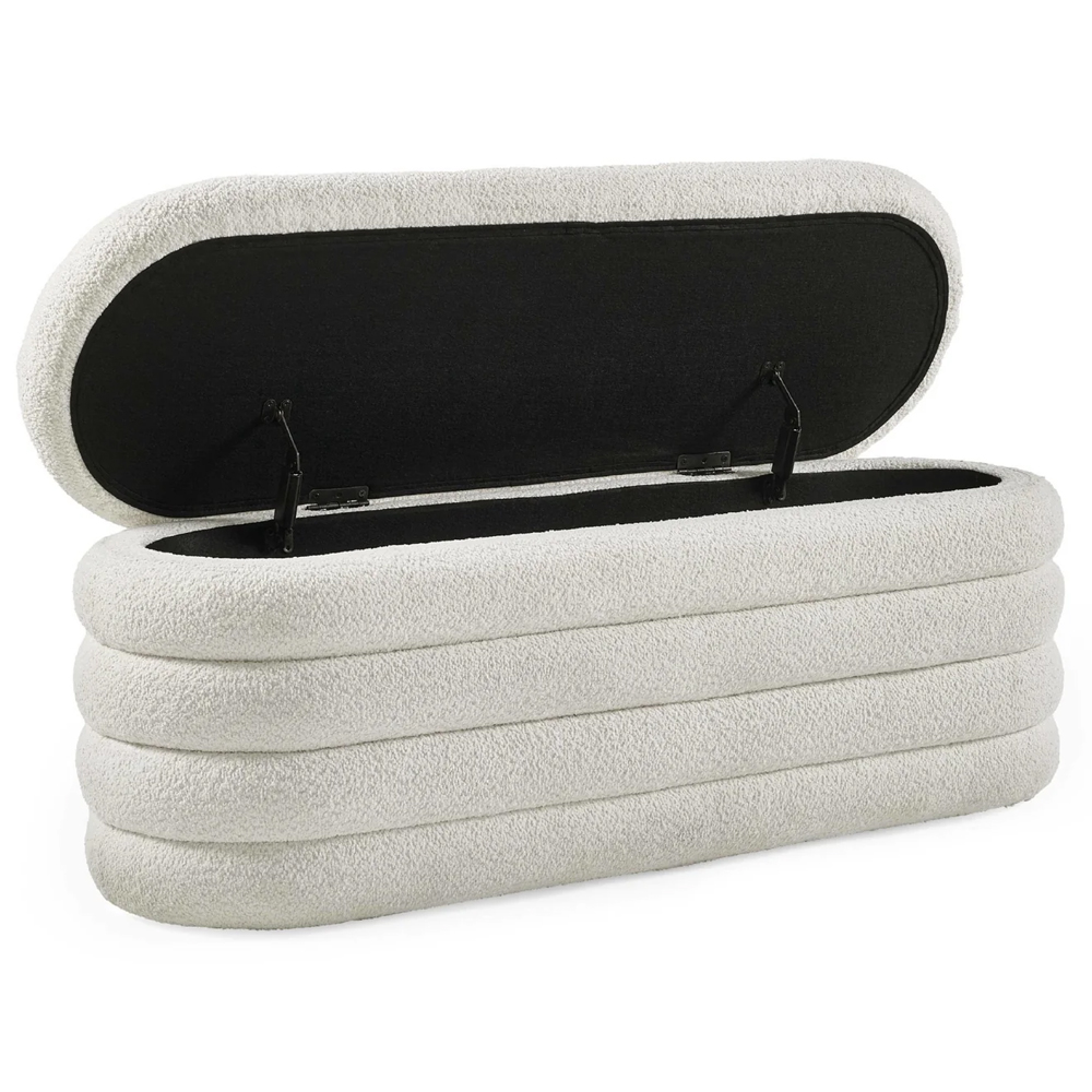 Hidalgo Fabric Storage Ottoman in Beige