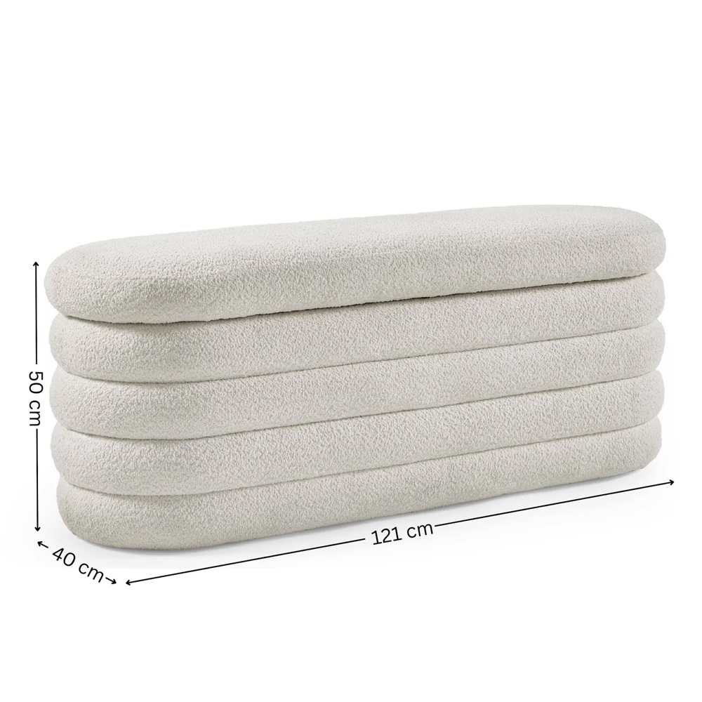 Hidalgo Fabric Storage Ottoman in Beige