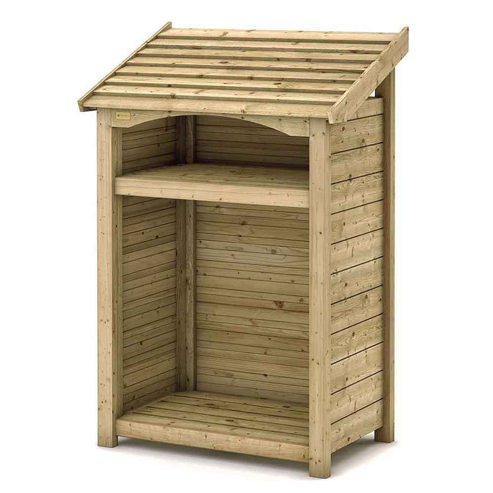Hidalgo Single Wooden Garden Log Storage Shed in Natural Timber