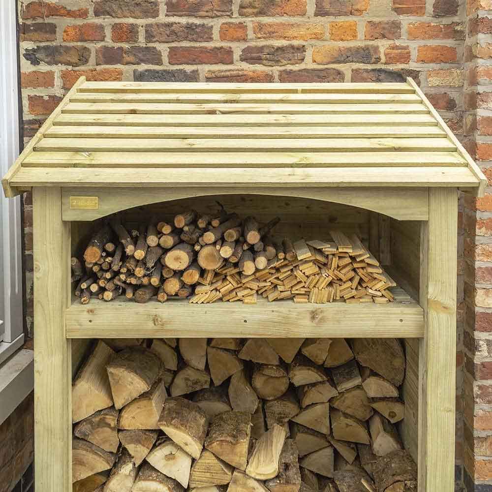 Hidalgo Single Wooden Garden Log Storage Shed in Natural Timber