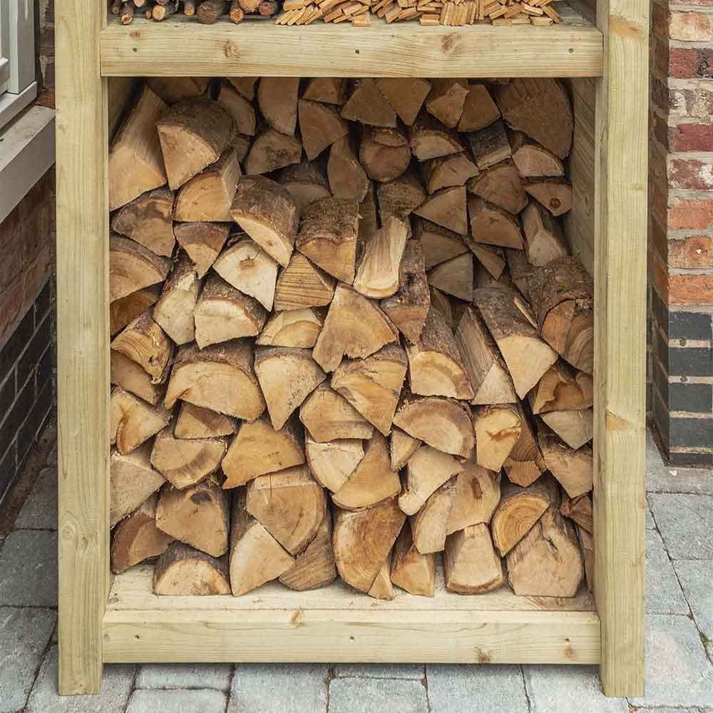 Hidalgo Single Wooden Garden Log Storage Shed in Natural Timber