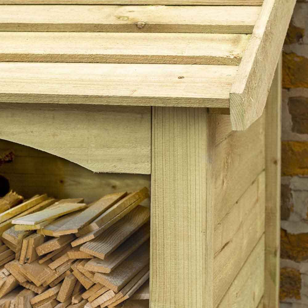 Hidalgo Single Wooden Garden Log Storage Shed in Natural Timber