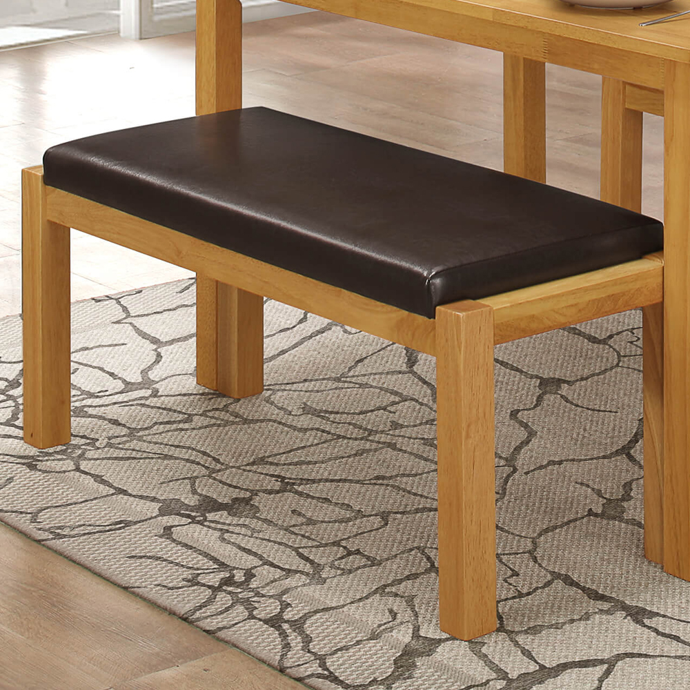 Hidalgo Wooden Dining Bench With Leather Seat In Natural Oak