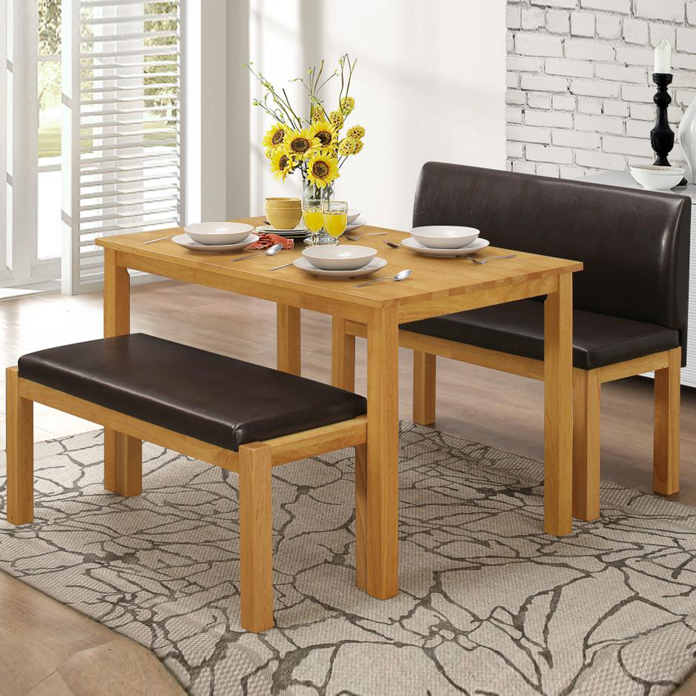 Hidalgo Wooden Dining Table With 2 Benches In Natural Oak | Furniture ...