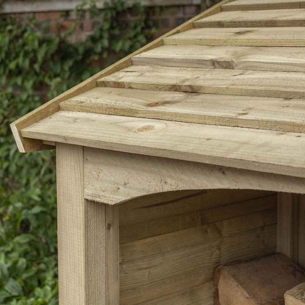Hidalgo Double Wooden Garden Log Storage Shed in Natural Timber