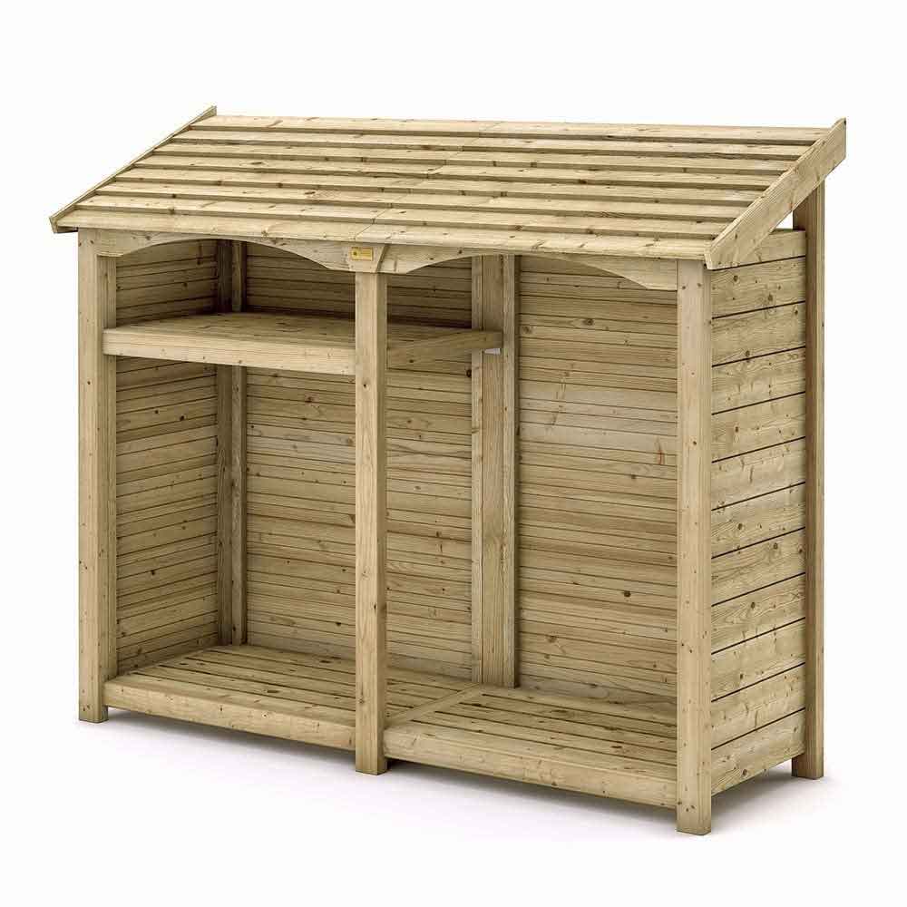 Hidalgo Double Wooden Garden Log Storage Shed in Natural Timber