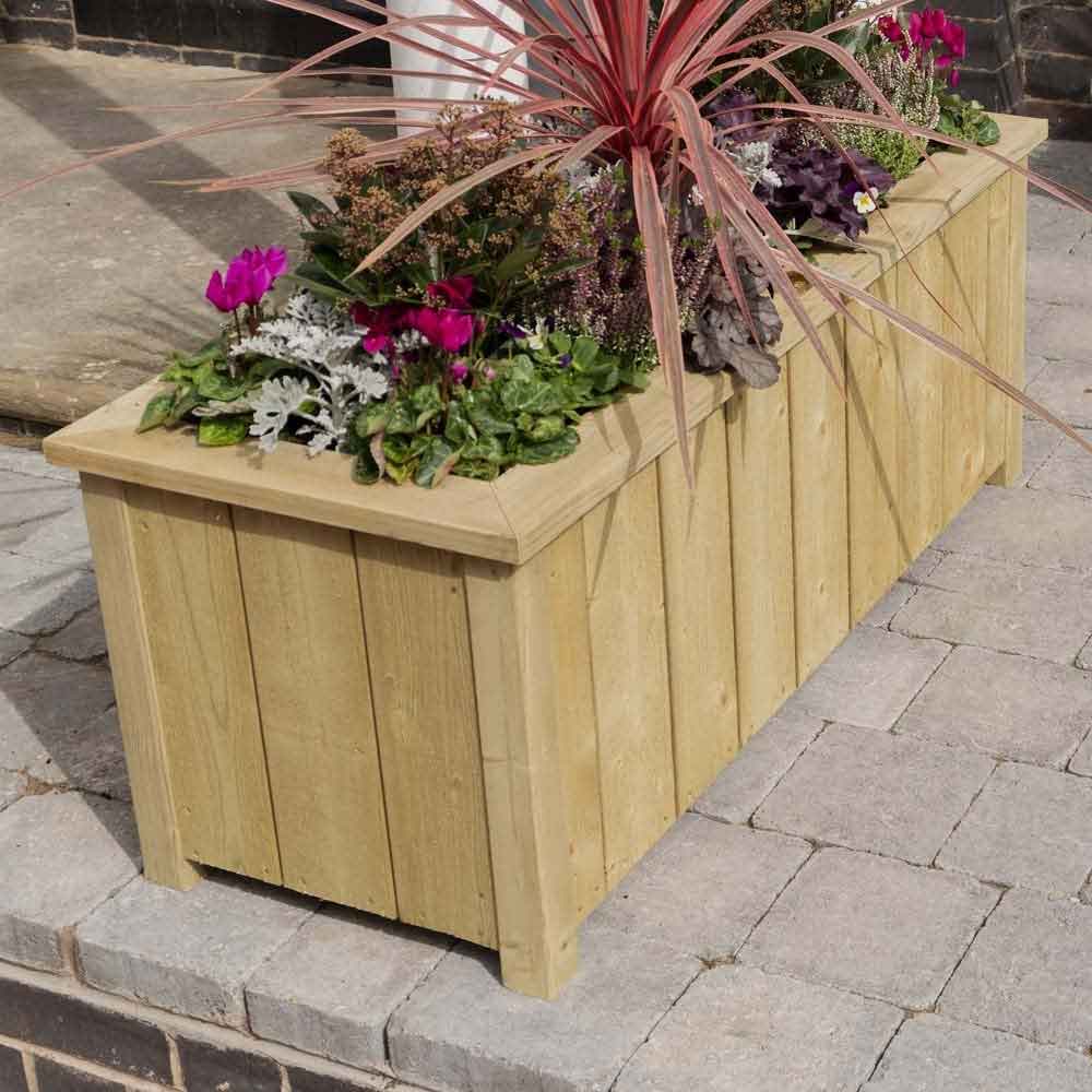 Hidalgo Wooden Rectangular Planter in Natural