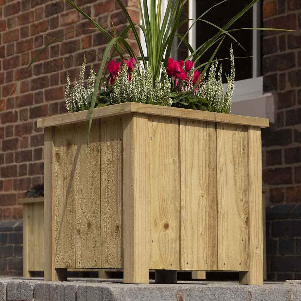 Hidalgo Wooden Square Planter in Natural