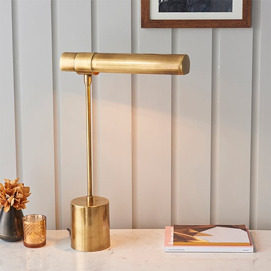 Product photograph of Hiero Task Table Lamp In Antique Brass from Furniture in Fashion
