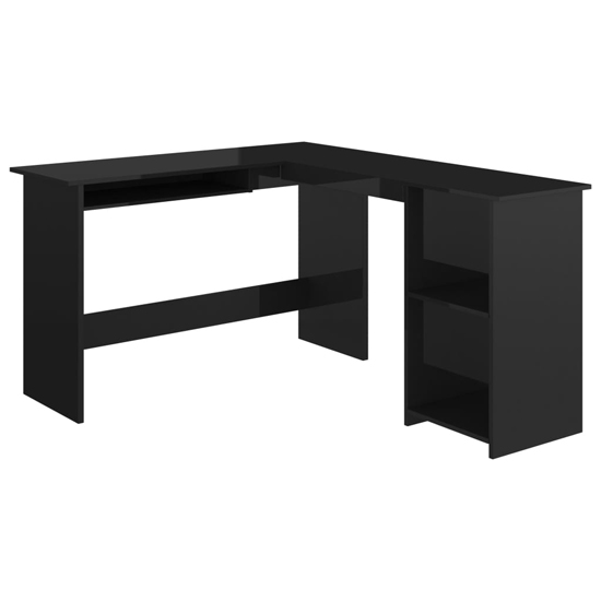 Hieu Corner L-Shaped High Gloss Computer Desk In Black
