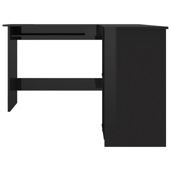 Hieu Corner L-Shaped High Gloss Computer Desk In Black