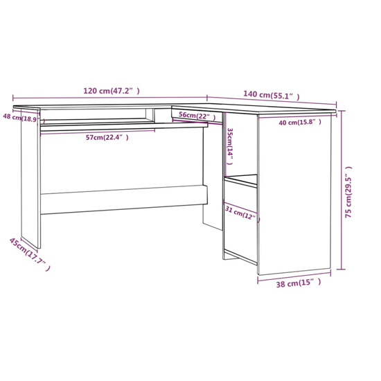 Hieu Corner L-Shaped High Gloss Computer Desk In Black