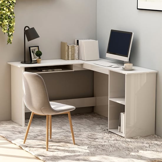 Hieu Corner L-Shaped High Gloss Computer Desk In White_1