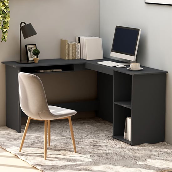 Hieu Corner L-Shaped Wooden Computer Desk In Grey_1