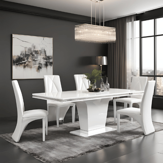 Modern High Gloss Dining Table And 4 Chairs UK Sale