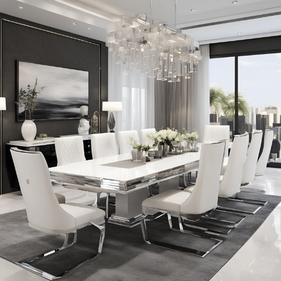 Modern High Gloss Extending Dining Table Sets UK Sale