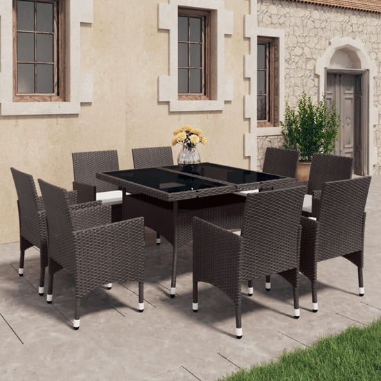 Product photograph of Highbury Poly Rattan 9 Piece Garden Dining Set In Brown from Furniture in Fashion