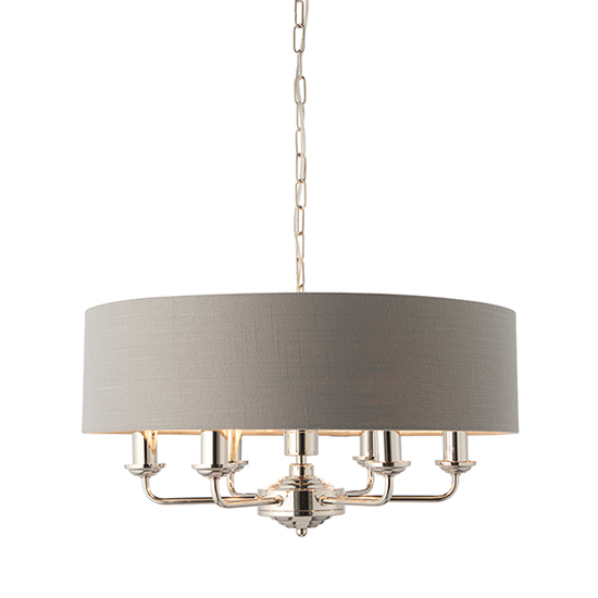Highclere 6 Light Charcoal Shade Pendant Light In Bright Nickel
